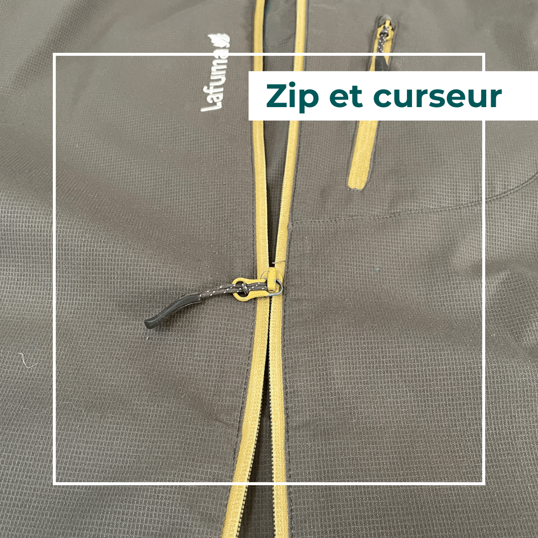 fermeture éclair cassée, changement de curseur veste