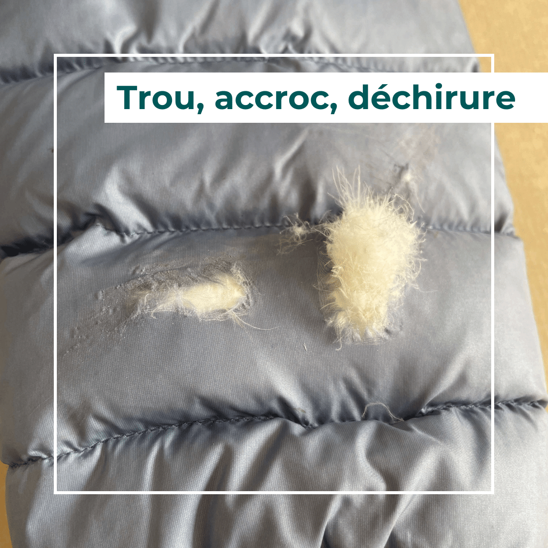 doudoune trouée avec plumes