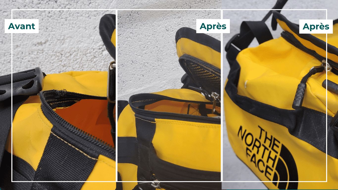 Réparation d'un zip de duffle bag The north Face