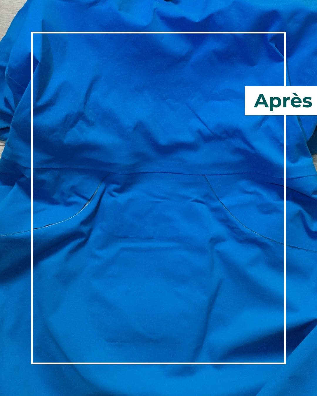 Couture décousue veste couture réparée capuche veste bleu