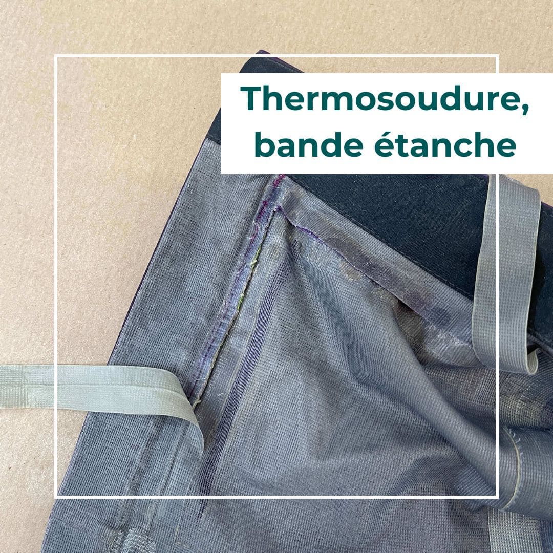 bande étanche, thermosoudure sur une veste ou un pantalon gore-tex